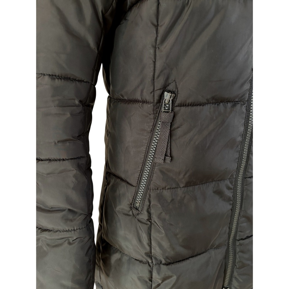 H&M L.O.G.G. Women Black Quilted Hooded Puffer Coat Jacket Size 2 0420102 4 - Picture 3 of 6